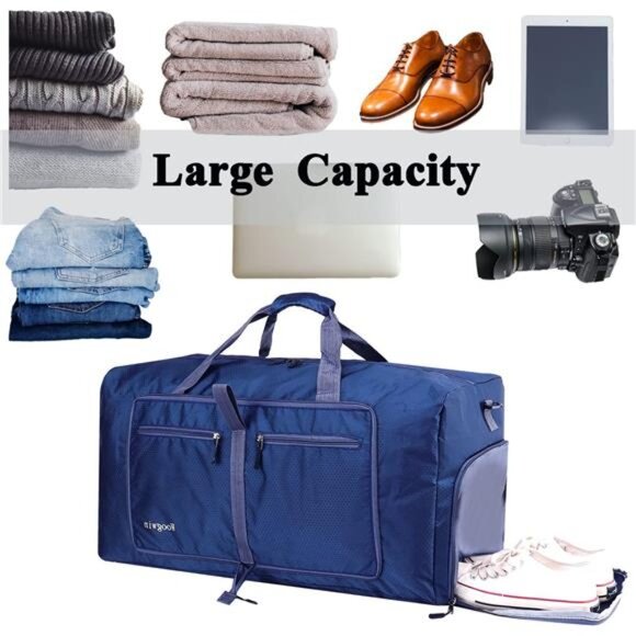 Travel Duffel Bag Large Foldable Waterproof Overnight Bag for Beach Swim Bags - Picture 5 of 7